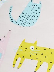 Catherine Lansfield Pink Cute Cats Reversible Eyelet Curtains - Image 4 of 4