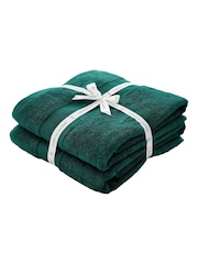 Catherine Lansfield Set of 2 Green Anti-Bacterial 100% Cotton Towels - Image 2 of 4