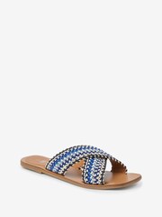 Blue Crossover Knitted Mule Flat Sandals - Image 4 of 6