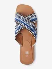 Blue Crossover Knitted Mule Flat Sandals - Image 5 of 6