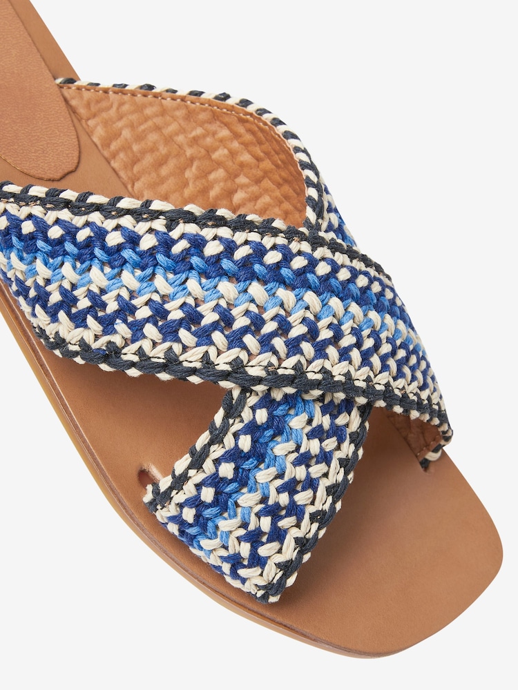 Blue Crossover Knitted Mule Flat Sandals - Image 6 of 6