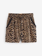 Brown Animal Jersey Lace Trim Shorts - Image 5 of 5