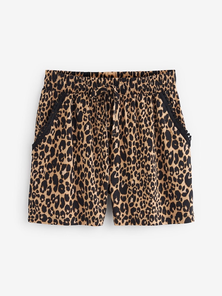 Brown Animal Jersey Lace Trim Shorts - Image 5 of 5