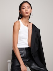 White Ribbed Racer Vest - Image 1 of 5