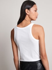 White Ribbed Racer Vest - Image 3 of 5