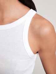 White Ribbed Racer Vest - Image 4 of 5