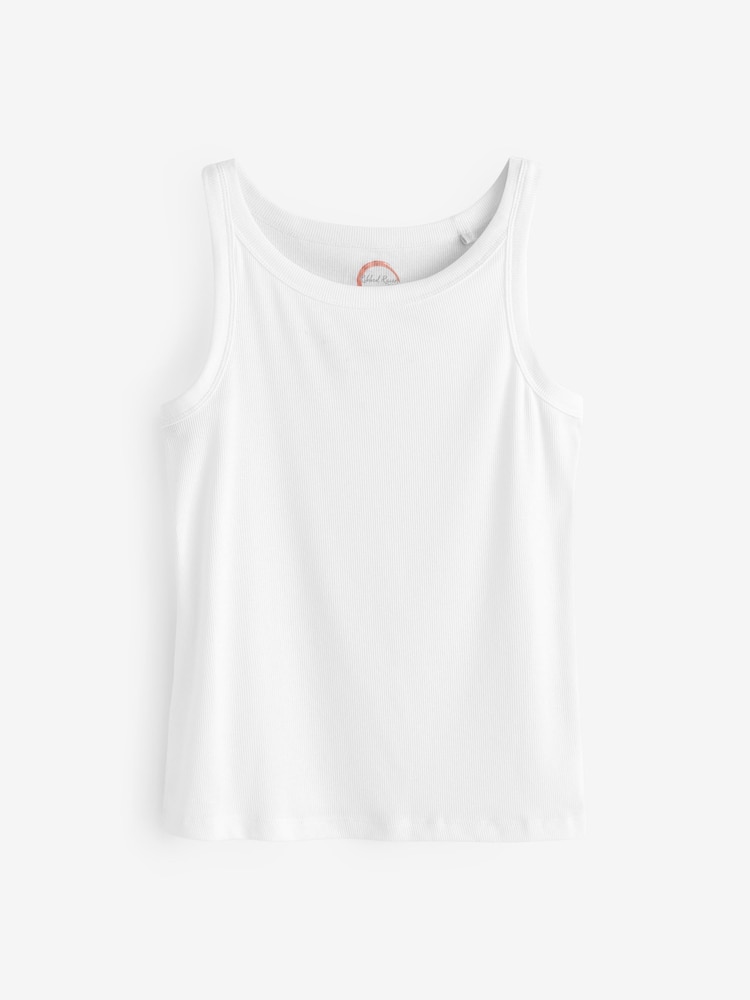 White Ribbed Racer Vest - Image 5 of 5