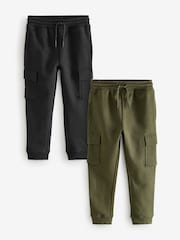 Black/Green Slim Fit Slim Cargo Joggers 2 Pack (3-16yrs) - Image 1 of 1
