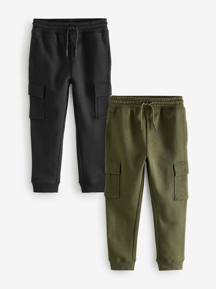 Black/Green Slim Fit Slim Cargo Joggers 2 Pack (3-16yrs) - Image 1 of 1