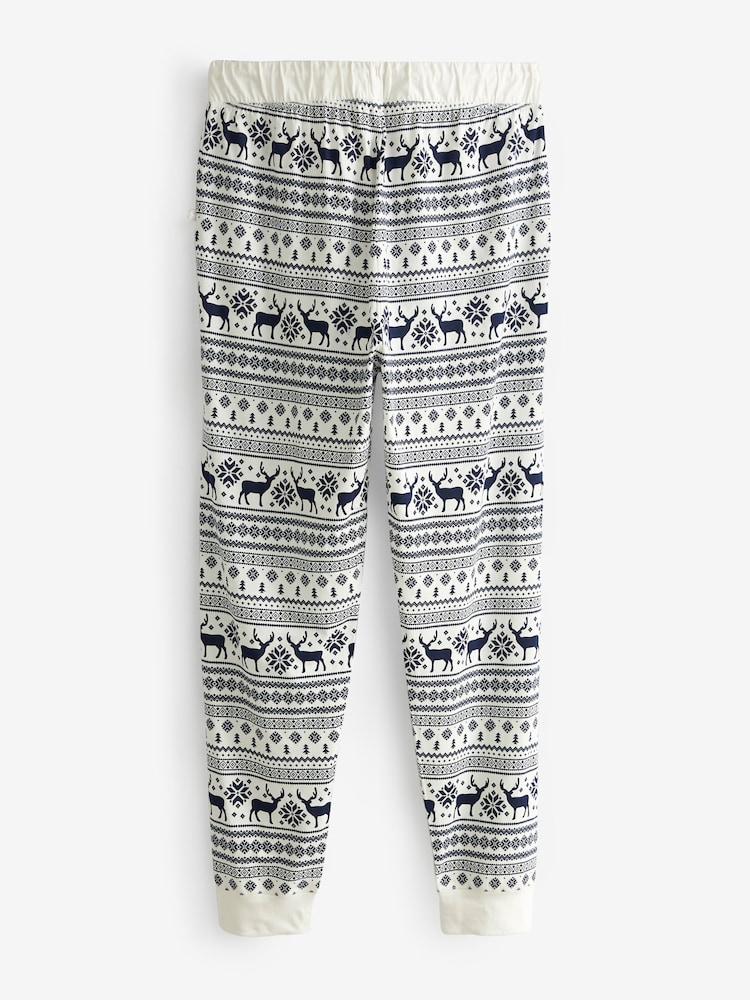 Crème - The Little Tailor kerstpyjama voor dames met rendiermotief en Fairisle-patroon - Image 7 of 9