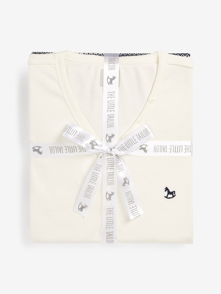 Crème - The Little Tailor kerstpyjama voor dames met rendiermotief en Fairisle-patroon - Image 8 of 9