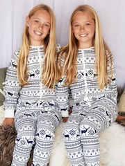 Crème - The Little Tailor renne motif Noël Fair Isle pour enfant 100 ( % coton tout-en-un - Image 2 de 9