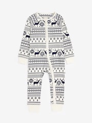 Crème - The Little Tailor renne motif Noël Fair Isle pour enfant 100 ( % coton tout-en-un - Image 5 de 9