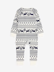 Crème - The Little Tailor renne motif Noël Fair Isle pour enfant 100 ( % coton tout-en-un - Image 6 de 9
