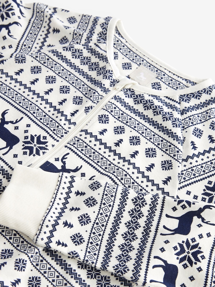 Crème - The Little Tailor renne motif Noël Fair Isle pour enfant 100 ( % coton tout-en-un - Image 9 de 9
