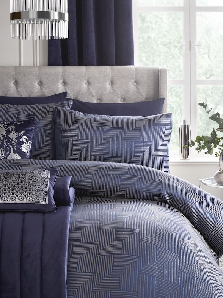 Laurence Llewelyn-Bowen Navy Blue Palladio Duvet Cover And Pillowcase Set - Image 1 of 4