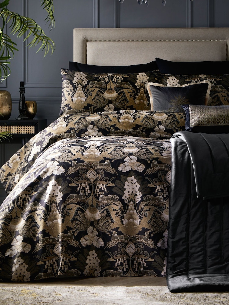 Laurence Llewelyn-Bowen Black Suburban Jungle 100% Cotton Duvet Cover and Pillowcase Set - Image 1 of 4 Laurence Llewelyn-Bowen Black Suburban Jungle 100% Cotton Duvet Cover and Pillowcase Set - Image 1 of 4