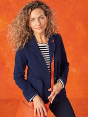 White Stuff Blue Olivia Cotton Jersey Blazer - Image 1 of 8