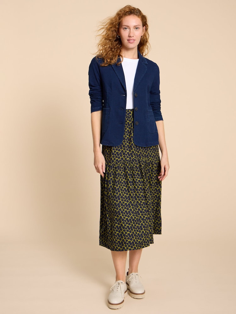 White Stuff Blue Olivia Cotton Jersey Blazer - Image 2 of 8