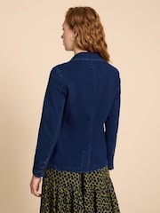 White Stuff Blue Olivia Cotton Jersey Blazer - Image 3 of 8