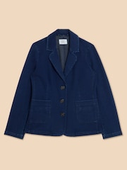 White Stuff Blue Olivia Cotton Jersey Blazer - Image 6 of 8