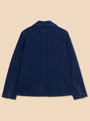 White Stuff Blue Olivia Cotton Jersey Blazer - Image 7 of 8