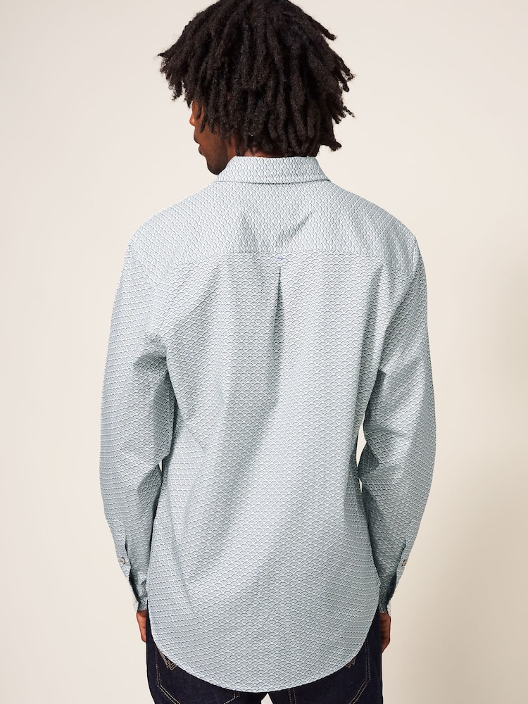 White Stuff Natural Fan Geometric Printed 100% Cotton Shirt - Image 2 of 6