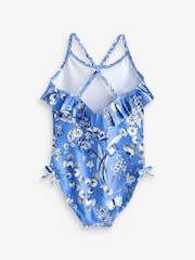 Blue/White Floral Frill Swimsuit (3mths-16yrs) - Image 6 of 6