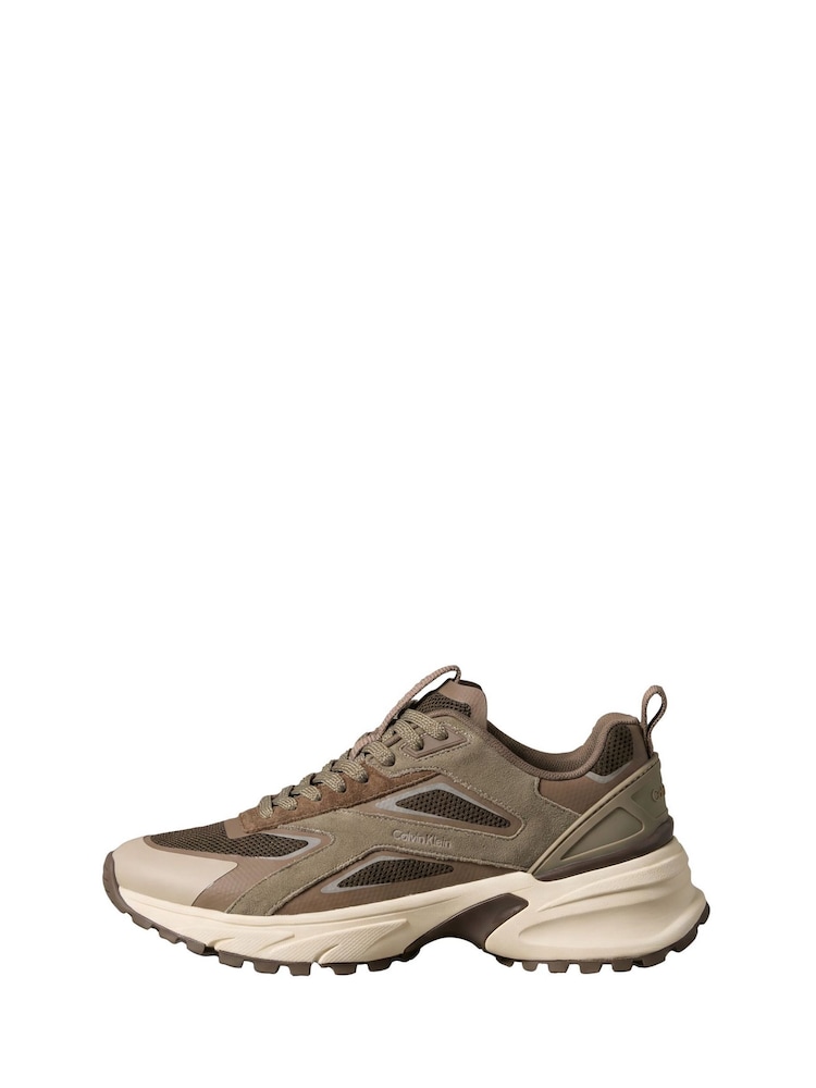 Calvin Klein Brown Knit Mesh Runner Trainers - Image 2 of 6 Calvin Klein Brown Knit Mesh Runner Trainers - Image 2 of 6