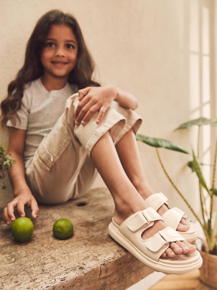 Off White Chunky Double Strap Sandals - Image 1 of 7 Off White Chunky Double Strap Sandals - Image 1 of 7