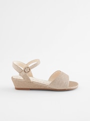 Gold Glitter Occasion Wedge Sandals - Image 2 of 5