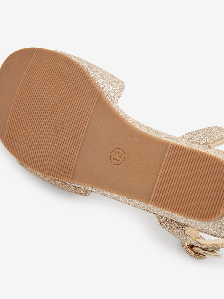 Gold Glitter Occasion Wedge Sandals - Image 5 of 5