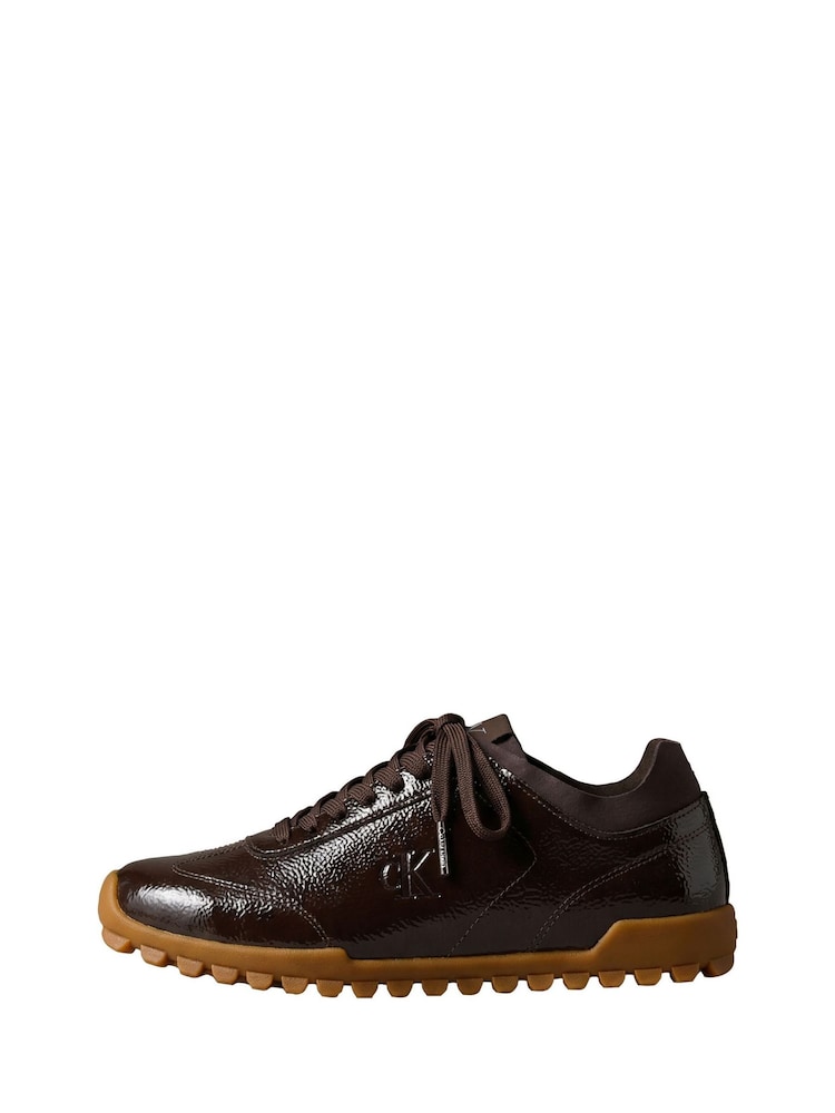 Calvin Klein Brown Shiny Organza Runner Trainers - Image 2 of 6 Calvin Klein Brown Shiny Organza Runner Trainers - Image 2 of 6
