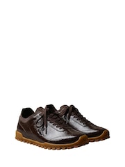 Calvin Klein Brown Shiny Organza Runner Trainers - Image 3 of 6