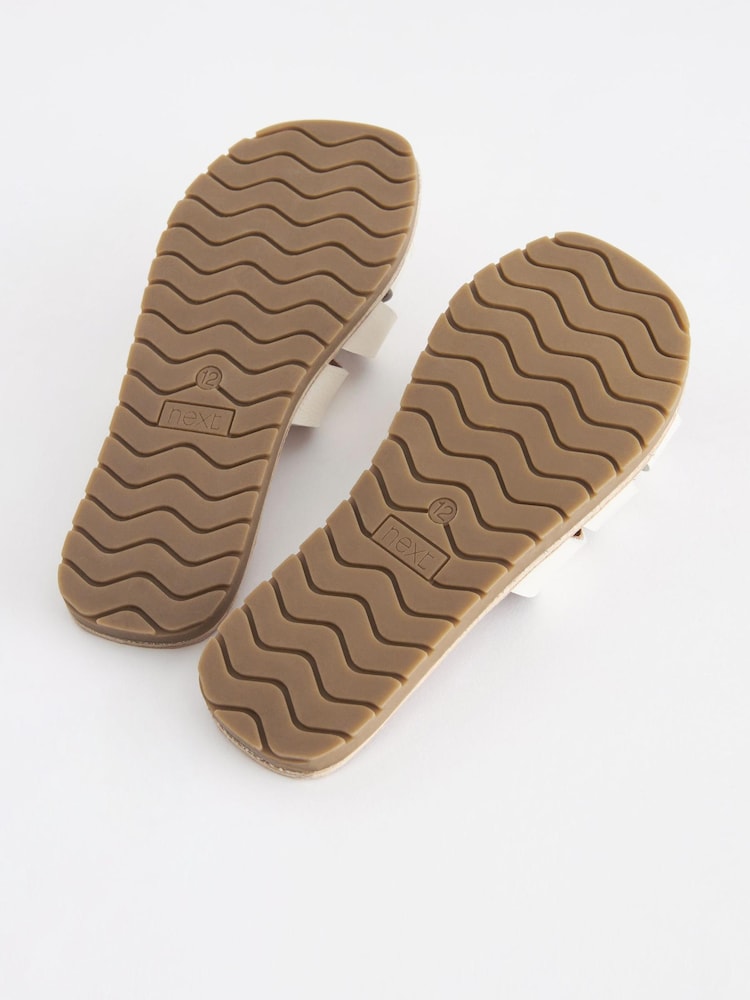 White Leather Woven Sliders - Image 5 of 5