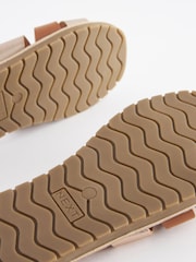 Tan Brown Animal Print Leather Woven Sliders - Image 4 of 4