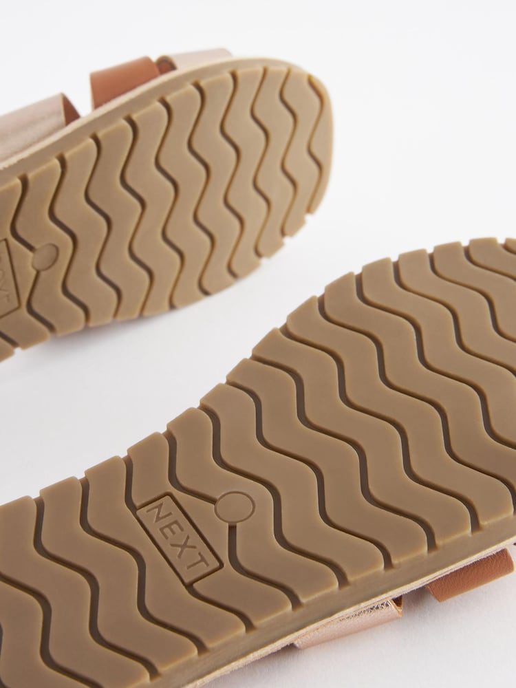 Tan Brown Animal Print Leather Woven Sliders - Image 4 of 4