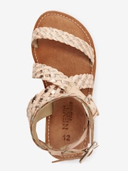 Blush Pink and Gold Leather Gladiator Sandals - Image 3 of 5