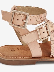 Blush Pink and Gold Leather Gladiator Sandals - Image 4 of 5