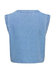 ONLY Blue Denim Emroidered Waistcoat - Image 7 of 7