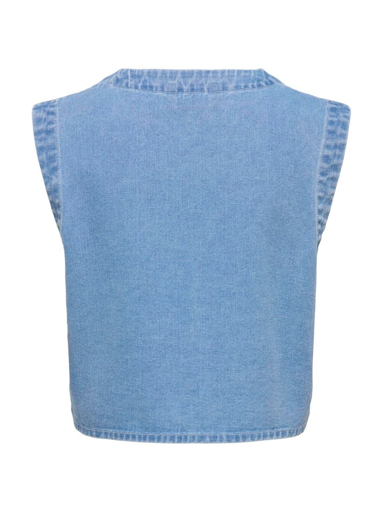 ONLY Blue Denim Emroidered Waistcoat - Image 7 of 7