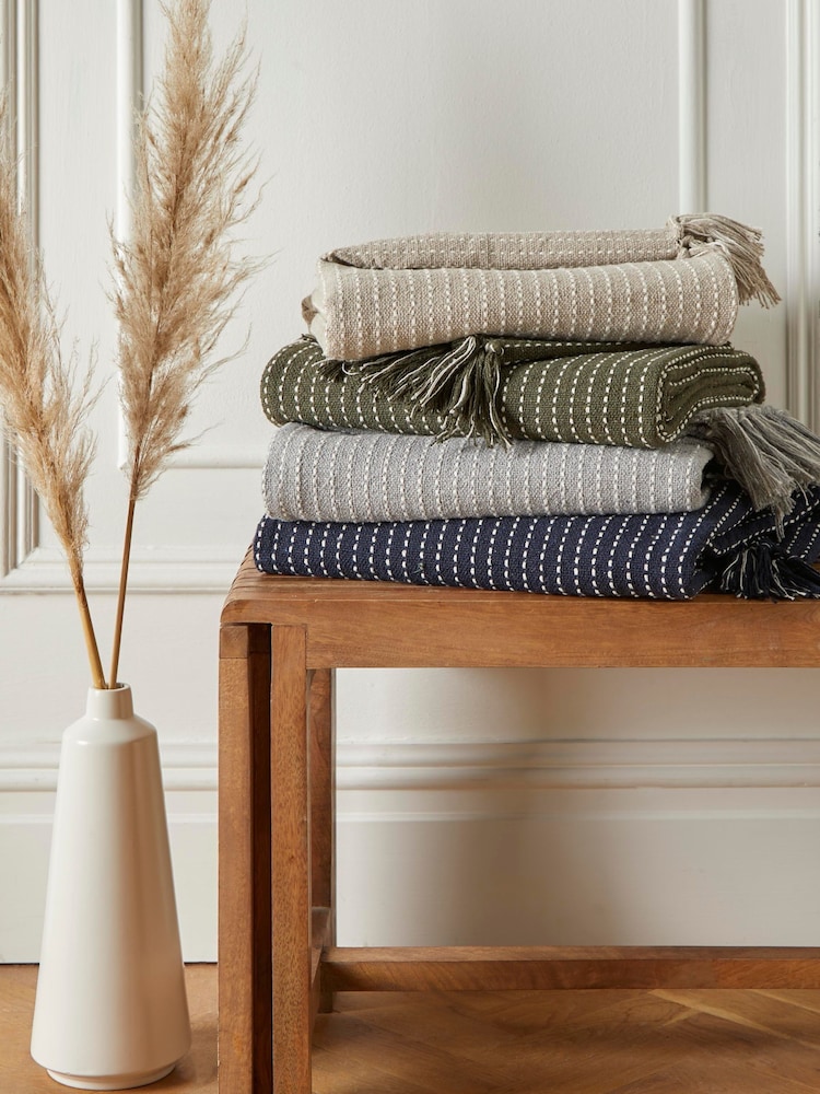 Drift Home Grey Quinn 100% Cotton Throw - Image 3 of 3