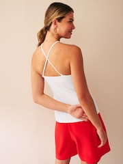White Halter Neck Ribbed Top - Image 2 of 5