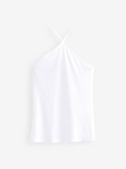 White Halter Neck Ribbed Top - Image 5 of 5