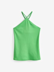 Green Halter Neck Ribbed Top - Image 4 of 4