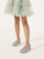 Sage Green Satin (Stain Resistant) Standard Fit (F) Square Toe Mary Jane Occasion Shoes - Image 4 of 8