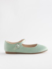 Sage Green Satin (Stain Resistant) Standard Fit (F) Square Toe Mary Jane Occasion Shoes - Image 5 of 8