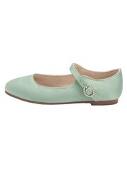 Sage Green Satin (Stain Resistant) Standard Fit (F) Square Toe Mary Jane Occasion Shoes - Image 6 of 8