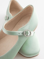 Sage Green Satin (Stain Resistant) Standard Fit (F) Square Toe Mary Jane Occasion Shoes - Image 7 of 8
