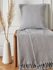 Drift Home Grey Quinn Recycled Cotton Square Cushion - Image 1 of 3